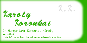 karoly koronkai business card