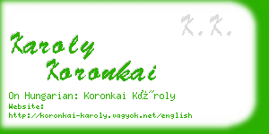 karoly koronkai business card